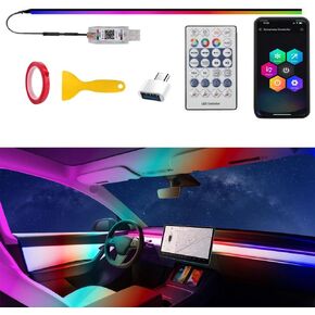 Car Acrylic Interior LED Strip Lights with USB, Ambient Lighting for Cars SUV Truck, Dynamic Chasing Sync to Music