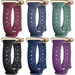 Maledan Slim Pattern Bands Compatible for Fitbit Sense/Versa 3/Versa 4/Sense 2 Bands Women Men, Stylish Hollow-out Breathable Bracelet Strap Wrist Bands for Fitbit Sense/Versa 3/4/Sense 2 Watch Bands