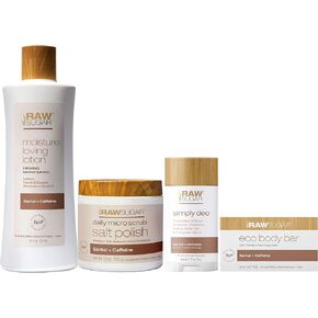 Raw Sugar Beach Rose + Coconut Milk + Shea Body Love Bundle - Sensitive Skin Body Wash, Body Scrub & Deodorant, Clean Ingredients, Formulated without Sulfates and Parabens