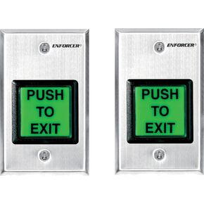 Seco-Larm SD-7202GC-PEQ ENFORCER LED Illuminated RTE Single-gang Wall Plate with Large Green Button, Large Illuminated Push Button with Caption"PUSH TO EXIT", Pack of 2