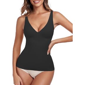 Women's Tummy Control Shapewear Tank Top Seamless Compression Tops Sexy Plunge V Neck Body Shaper Camisole