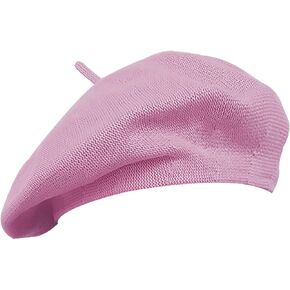 قبعة بيريه قطنية فرنسية صيفية محبوكة وناعمة ورقيقة، قبعة رسامين فضفاضة وفضفاضة، لون سادة للنساء in Kuwait