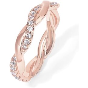 PAVOI 14K Gold Plated Cubic Zirconia Twisted Rope Eternity Band for Women