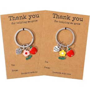 Teacher Appreciation Keychain Gifts Thank You for Helping Me Grow Keychain Teacher Day Christmas Gift