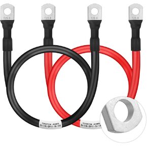 كابل بطارية 4 قياس 3FT، 4AWG كابلات عاكس طاقة البطارية (1 إيجابي و1 سلبي) مع أطراف العروات 5/16 بوصة للسيارات البحرية الشمسية والقوارب البحرية والدراجات النارية للسيارة in Kuwait