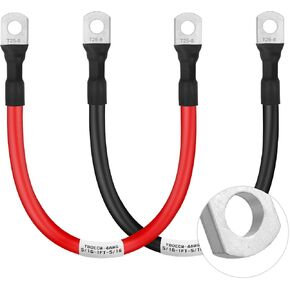 Battery Cable 4 Gauge 3FT, 4AWG Battery Power Inverter Cables (1 Positive & 1 Negative) with 5/16" Lugs Terminals for Automotive Solar Marine Boat RV Car Motorcycle