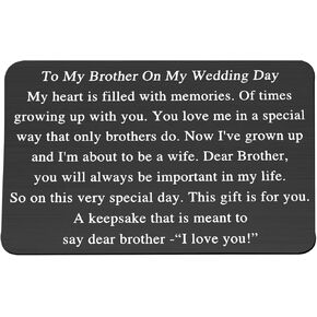 Brother Metal Wallet Insert Card from Sister To My Brother On My Wedding Day Jewelry for Brother In Law Deployment Gift for Him (Brother Metal Wallet)