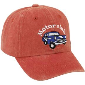 Kid's Embroidered Car trcuker Hat Vintage Washed Cotton Adjustable Baseball Cap for Boys Girls Ages 2-9
