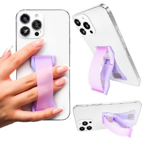 LoveHandle PRO Premium Phone Grip - Silicone Phone Strap - Magnetic Phone Mount and Kickstand for Smartphone and Tablet - Lavender Glow Silicone