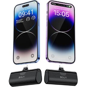 Dsuy Small Portable Charger for iPhone 2 Packs 5000mAh with Built-in Cable, MFi Certified Power Bank External Battery Pack Compatible with iPhone 14/13/12/11/XR/8 Plus Pro Max Series