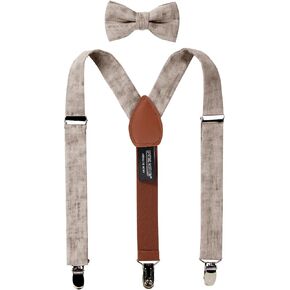 Spring Notion Boys' Mottled Linen Suspenders and Bow Tie Set