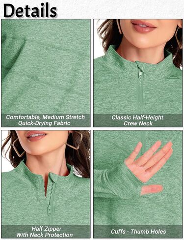 Womens Long Sleeve Workout Shirts 1/4 Zip Quick Dry Golf Polo Shirt Gym Yoga Athletic Tops in Saudi Arabia