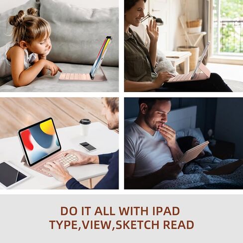 حافظة HOU ipad الجيل العاشر مع لوحة مفاتيح، حافظة لوحة مفاتيح ذكية، لوحة مفاتيح iPad الجيل العاشر، حافظة لوحة مفاتيح رفيعة للغاية لجهاز iPad الجيل العاشر 10.9 بوصة 2022، شحن مغناطيسي، بلوتوث in Kuwait