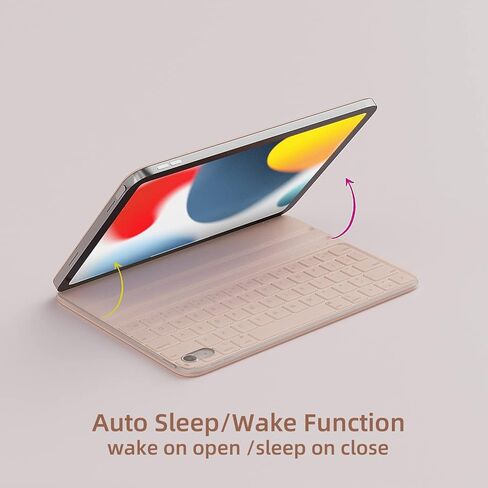 حافظة HOU ipad الجيل العاشر مع لوحة مفاتيح، حافظة لوحة مفاتيح ذكية، لوحة مفاتيح iPad الجيل العاشر، حافظة لوحة مفاتيح رفيعة للغاية لجهاز iPad الجيل العاشر 10.9 بوصة 2022، شحن مغناطيسي، بلوتوث in Kuwait