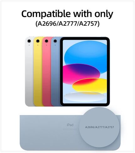 حافظة HOU ipad الجيل العاشر مع لوحة مفاتيح، حافظة لوحة مفاتيح ذكية، لوحة مفاتيح iPad الجيل العاشر، حافظة لوحة مفاتيح رفيعة للغاية لجهاز iPad الجيل العاشر 10.9 بوصة 2022، شحن مغناطيسي، بلوتوث in Kuwait
