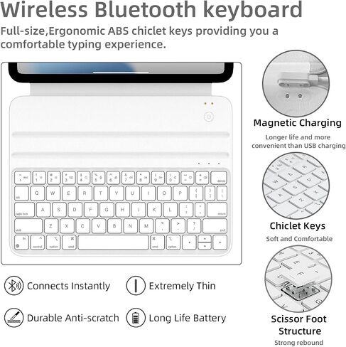 حافظة HOU ipad الجيل العاشر مع لوحة مفاتيح، حافظة لوحة مفاتيح ذكية، لوحة مفاتيح iPad الجيل العاشر، حافظة لوحة مفاتيح رفيعة للغاية لجهاز iPad الجيل العاشر 10.9 بوصة 2022، شحن مغناطيسي، بلوتوث in Kuwait