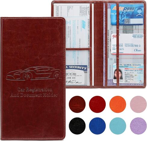 Car Registration and Insurance Card Holder for Women Men, Black Glove Box Paperwork Organizer with Magnetic Buckle for Easy Access and Protect Documents and Various Cards in Vehicle in Saudi Arabia