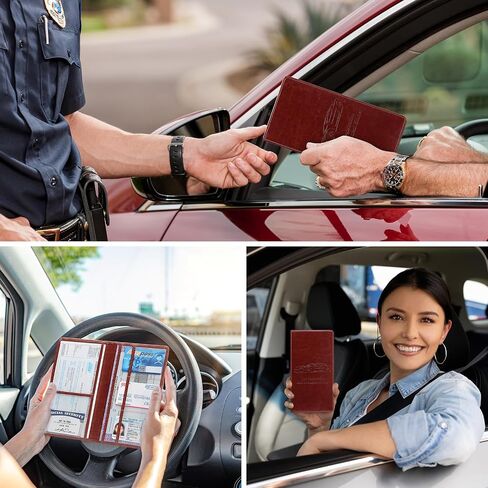 Car Registration and Insurance Card Holder for Women Men, Black Glove Box Paperwork Organizer with Magnetic Buckle for Easy Access and Protect Documents and Various Cards in Vehicle in Saudi Arabia