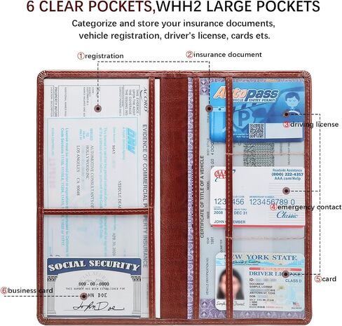 Car Registration and Insurance Card Holder for Women Men, Black Glove Box Paperwork Organizer with Magnetic Buckle for Easy Access and Protect Documents and Various Cards in Vehicle in Saudi Arabia