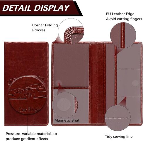 Car Registration and Insurance Card Holder for Women Men, Black Glove Box Paperwork Organizer with Magnetic Buckle for Easy Access and Protect Documents and Various Cards in Vehicle in Saudi Arabia