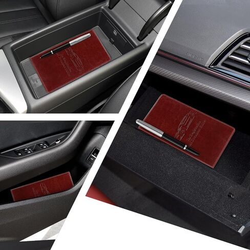 Car Registration and Insurance Card Holder for Women Men, Black Glove Box Paperwork Organizer with Magnetic Buckle for Easy Access and Protect Documents and Various Cards in Vehicle in Saudi Arabia