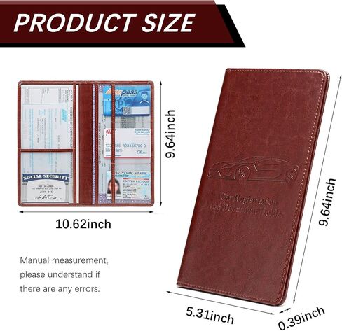 Car Registration and Insurance Card Holder for Women Men, Black Glove Box Paperwork Organizer with Magnetic Buckle for Easy Access and Protect Documents and Various Cards in Vehicle in Saudi Arabia