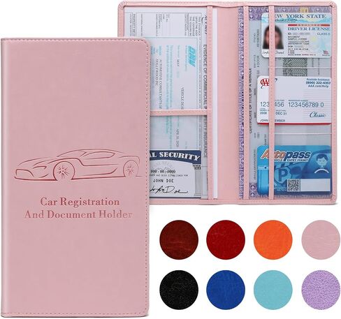 Car Registration and Insurance Card Holder for Women Men, Black Glove Box Paperwork Organizer with Magnetic Buckle for Easy Access and Protect Documents and Various Cards in Vehicle in Saudi Arabia