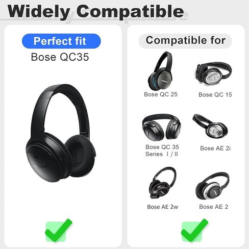 وسائد أذن بديلة من MOLOPPO لسماعات الرأس Bose QuietComfort 35 (QC35) وQuiet Comfort 35 II (QC35 ii)، وسادات الأذن مع جلد أكثر نعومة، وإسفنج عازل للضوضاء، وسمك إضافي، أسود in Kuwait