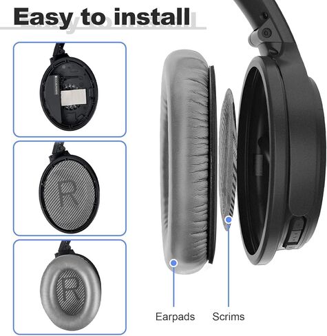 وسائد أذن بديلة من MOLOPPO لسماعات الرأس Bose QuietComfort 35 (QC35) وQuiet Comfort 35 II (QC35 ii)، وسادات الأذن مع جلد أكثر نعومة، وإسفنج عازل للضوضاء، وسمك إضافي، أسود in Kuwait