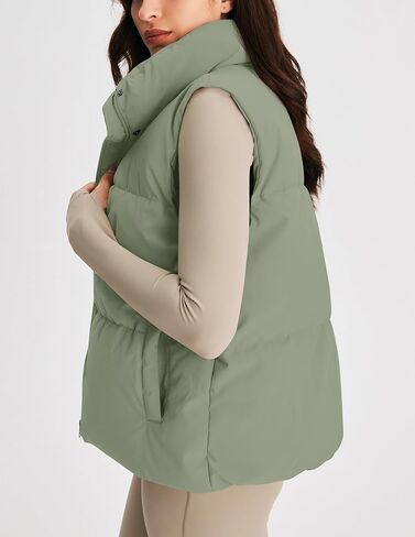 MIROL Women's Sleeveless Cropped Puffer Vest Zip Up Stand Collar Button Down Winter Crop Jackets Outwear Vest with Pockets in Kuwait