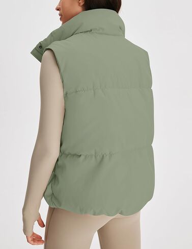 MIROL Women's Sleeveless Cropped Puffer Vest Zip Up Stand Collar Button Down Winter Crop Jackets Outwear Vest with Pockets in Kuwait