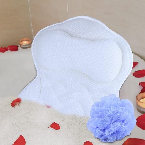 Bath Pillow Luxury Bathtub Pillow, Besititli Ergonomic Bath Pillows for Tub Neck and Back Support, Bath Tub Pillow Rest 4D Air Mesh Breathable Bath Accessories for Women & Men in Saudi Arabia