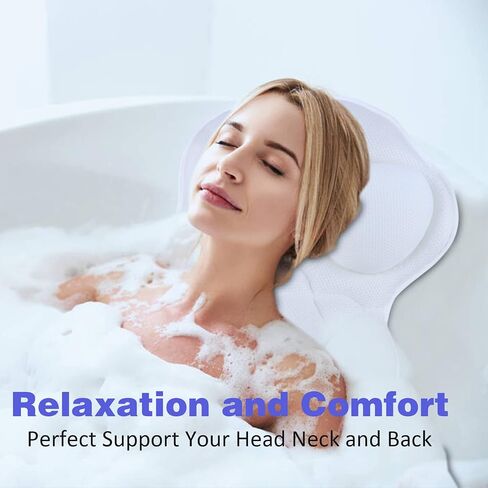 Bath Pillow Luxury Bathtub Pillow, Besititli Ergonomic Bath Pillows for Tub Neck and Back Support, Bath Tub Pillow Rest 4D Air Mesh Breathable Bath Accessories for Women & Men in Saudi Arabia