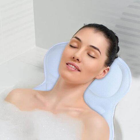 Bath Pillow Luxury Bathtub Pillow, Besititli Ergonomic Bath Pillows for Tub Neck and Back Support, Bath Tub Pillow Rest 4D Air Mesh Breathable Bath Accessories for Women & Men in Saudi Arabia