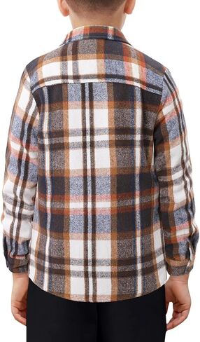 storeofbaby Boys Casual Button Down Shirts Kids Long Sleeve Plaid Blouses Shacket Jacket 7-15 Years in Kuwait