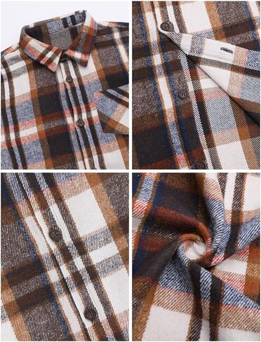 storeofbaby Boys Casual Button Down Shirts Kids Long Sleeve Plaid Blouses Shacket Jacket 7-15 Years in Kuwait