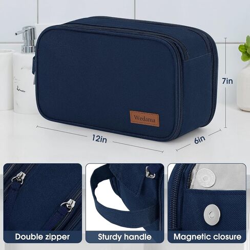Wedama Toiletry Bag for Men, Handheld Travel Toiletry Bag, Waterproof Travel Bag for Toiletries, Thickened Polyester Travel Dopp Kit, Toiletries Bag for Travel Business Trips and Camping, Black in Kuwait
