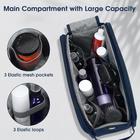 Wedama Toiletry Bag for Men, Handheld Travel Toiletry Bag, Waterproof Travel Bag for Toiletries, Thickened Polyester Travel Dopp Kit, Toiletries Bag for Travel Business Trips and Camping, Black in Kuwait