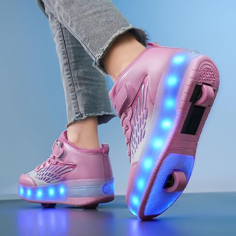 RESLIDE Roller Shoes with Wheels for Boys Girls Kids Skates Sneakers LED Light Up Rechargeable Sport Sneaker for Boys in Kuwait