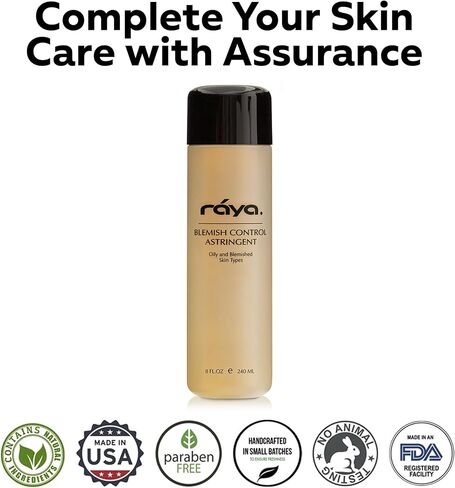 RAYA Blemish Control Astringent 6 oz (705) | Facial Toner for Very Oily and Break-Out Skin | Helps Normalize pH Levels and Regulate Oil Gland Secretion | Made with Vitamin-B | Great for Teens in Saudi Arabia