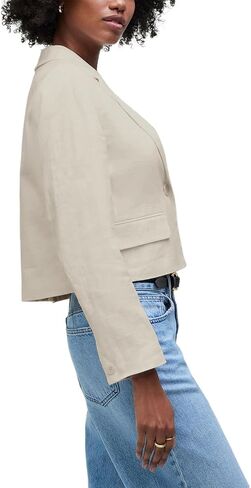 IDEALSANXUN Womens Cropped Blazer Casual Lightweight Cotton Linen Blazer Suit Jackets in Saudi Arabia