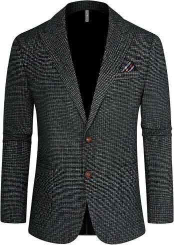 PJ PAUL JONES Mens Blazer Vintage Herringbone Tweed Blazer Two Button Wool Blend Sport Coat with Pocket Square in Saudi Arabia