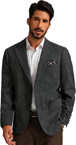PJ PAUL JONES Mens Blazer Vintage Herringbone Tweed Blazer Two Button Wool Blend Sport Coat with Pocket Square in Saudi Arabia