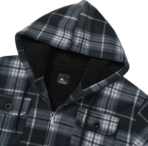 SCODI Men's Flannel Jacket Sherpa Lined Hoodies Zip Up Fleece Plaid Shirt Jackets Winter Outdoor Coat Warm Outwear in Saudi Arabia