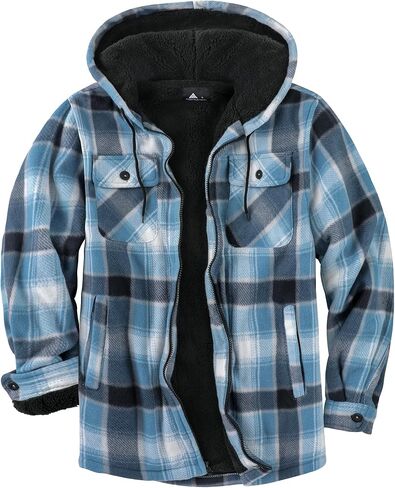 SCODI Men's Flannel Jacket Sherpa Lined Hoodies Zip Up Fleece Plaid Shirt Jackets Winter Outdoor Coat Warm Outwear in Saudi Arabia