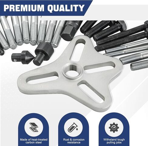 DASBET 46PCS Harmonic Balancer Puller Set, Steering Wheel Puller Kit Steering Wheel Flywheel Crankshaft Pulley Puller Crankshaft Pulleys and Gears for Most Cars, Pickups, SUVs (Blue) in Saudi Arabia