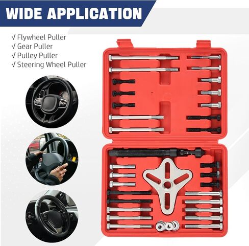 DASBET 46PCS Harmonic Balancer Puller Set, Steering Wheel Puller Kit Steering Wheel Flywheel Crankshaft Pulley Puller Crankshaft Pulleys and Gears for Most Cars, Pickups, SUVs (Blue) in Saudi Arabia