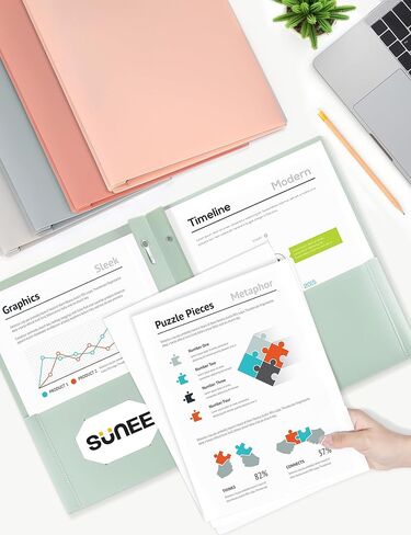 مجلدات جيب SUNEE مع شوكات (5 عبوات، ألوان متنوعة) مجلدات بلاستيكية معاد تدويرها مع جيوب وشوكات تناسب حجم الحروف، مجلدات بولي مع جيوب للمدرسة والمكتب والمنزل in Saudi Arabia