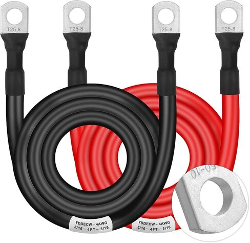 Battery Cable 4 Gauge 3FT, 4AWG Battery Power Inverter Cables (1 Positive & 1 Negative) with 5/16" Lugs Terminals for Automotive Solar Marine Boat RV Car Motorcycle in Saudi Arabia