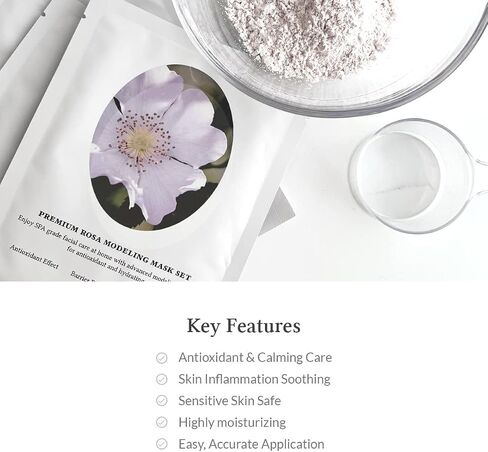 Premium Rosa & Cica Modeling Mask - Measuring spoon and spatula included, 25g x 5 ea, Cooling effect, Hydration, Skin barrier enhancement. Soothe the redness. Vegan & Cruelty free Modeling Mask (Cica) in Saudi Arabia